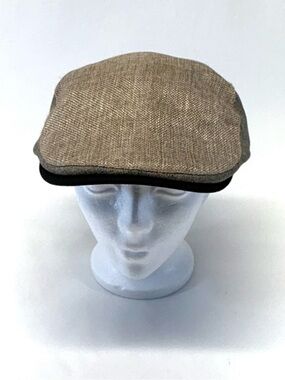London Fog Men's Textured Flat Cap Hat - Tan Brown Two-Tone (EUC)